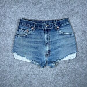 Vtg Levi's Denim Cut Off Shorts Womens 26 Blue High Waist 501 Festival Summer